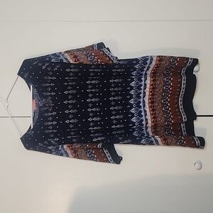 Simple Aster tunic, size 2X, Blue/Orange